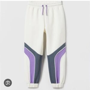 Zara Cream and Purple Kids jogger set size 9